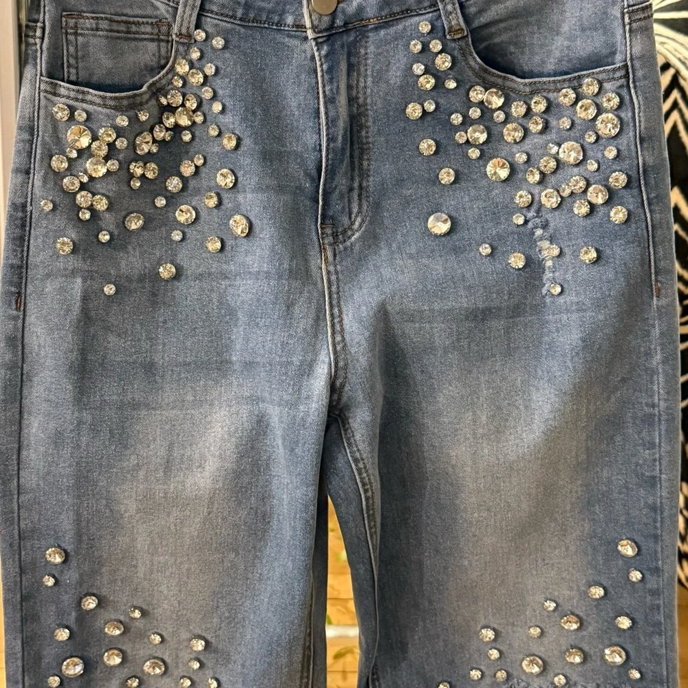 Hot & Delicious Embellished Blue Denim Jeans - Picture 6 of 7